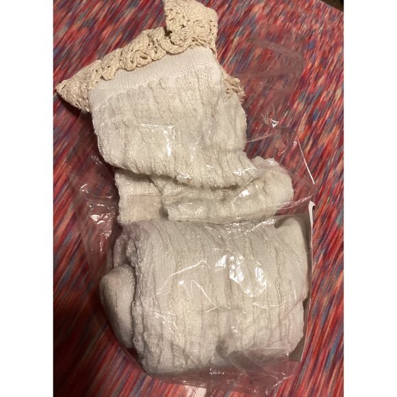 Lace Patterned Lolita Thigh High Socks Stockings With Ruffle Trim - White*NIP - Picture 3 of 3